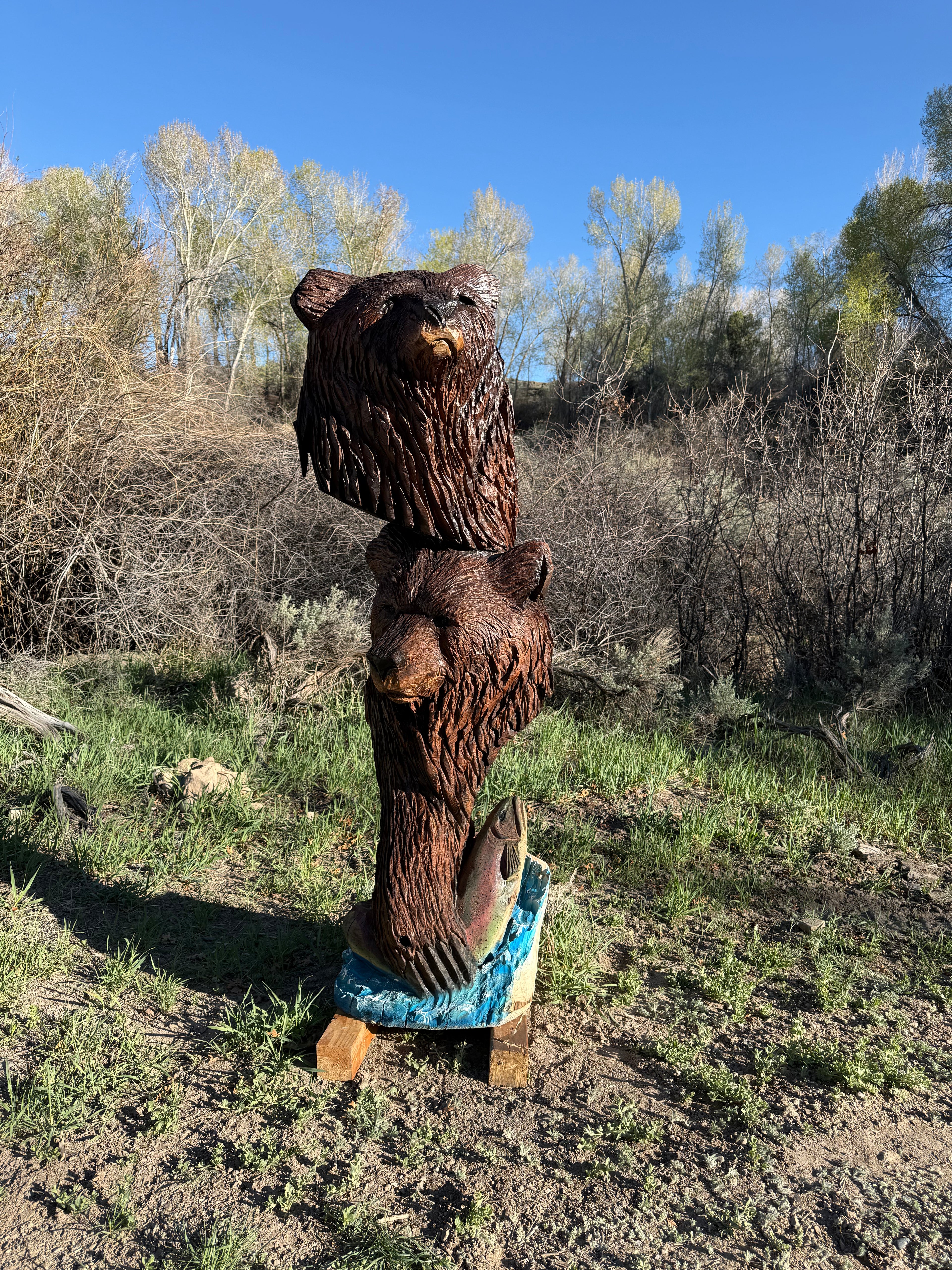 Double Bear Bust with Trout